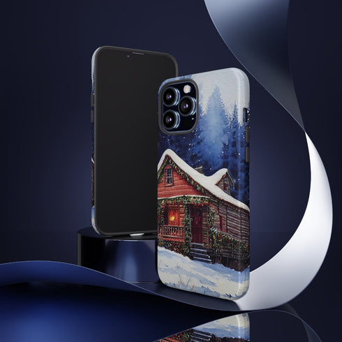 Cozy Christmas Cabin in the Snow - Impact Resistant Phone Case